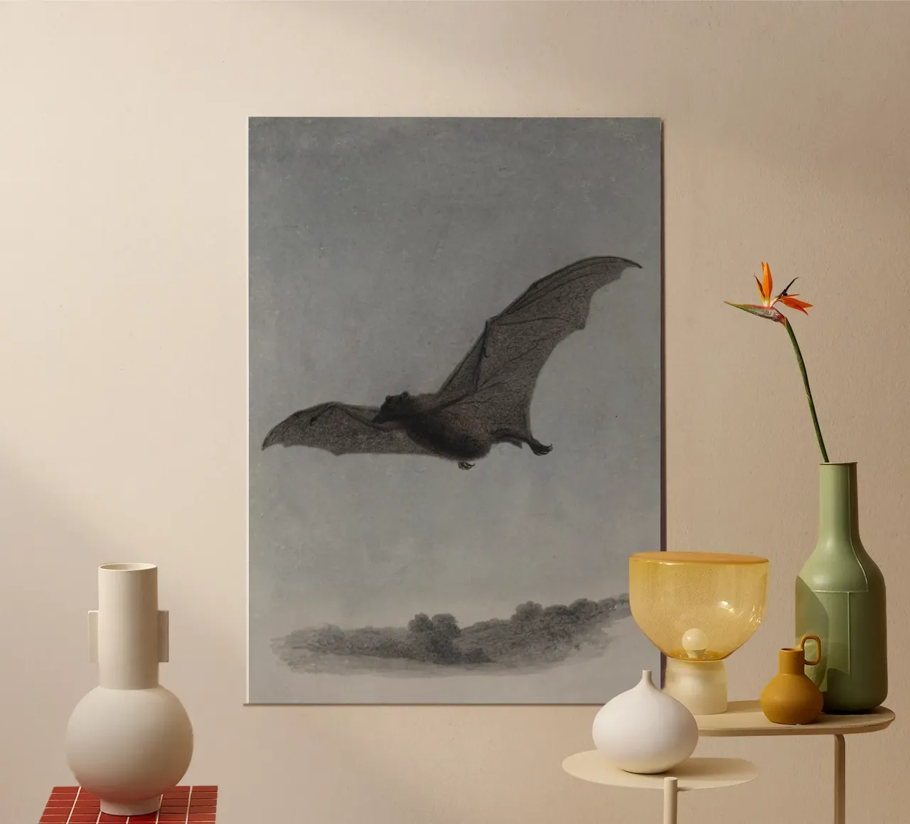Pipistrello d'epoca in volo - Arte di Halloween lunatica poster da vintagepod