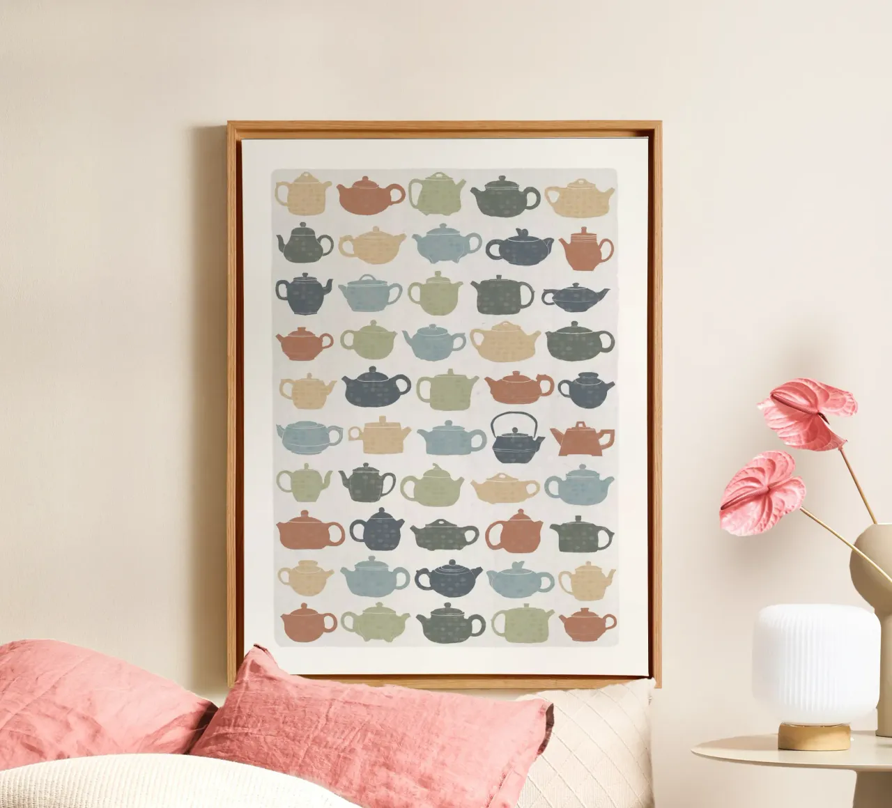 Lots of Tea Pots canvas met Baklijst van liu