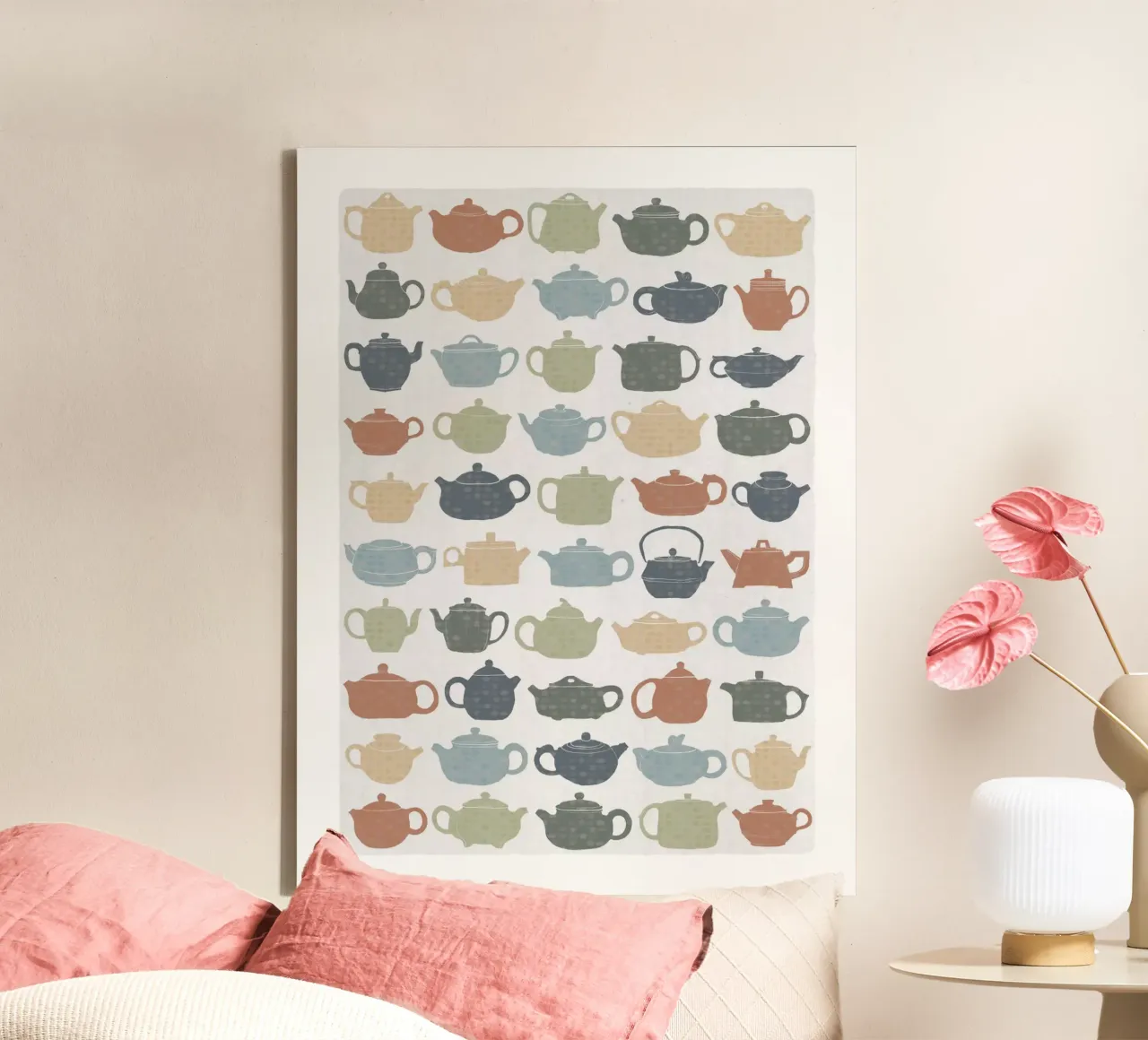 Lots of Tea Pots canvas met Baklijst van liu