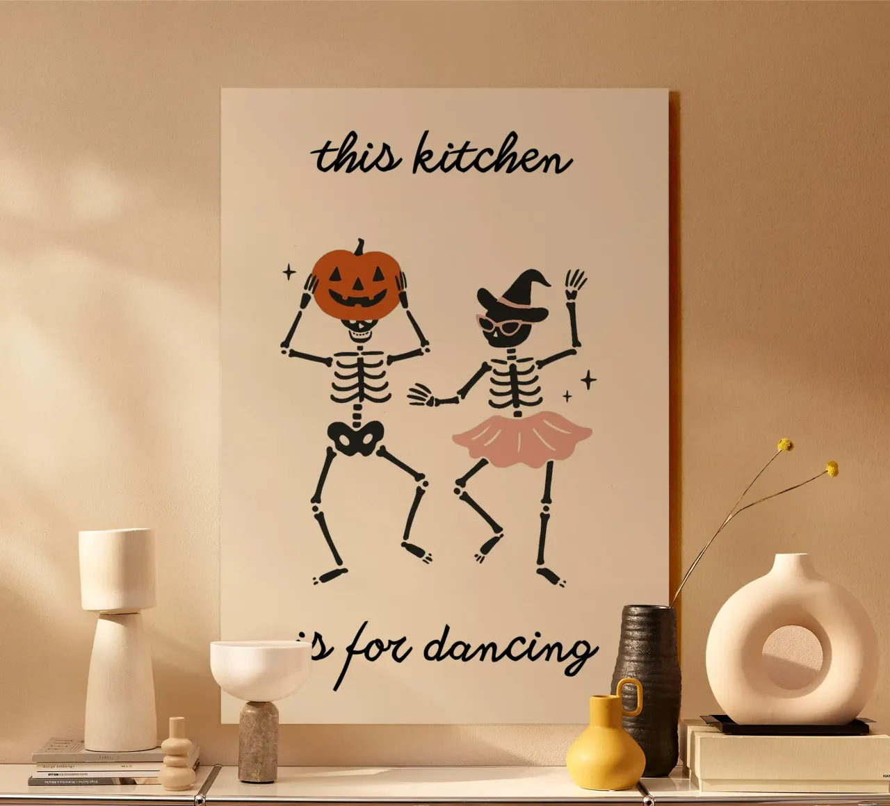 Questa cucina è per ballare - Scheletri Disco Party Art Prin alluminio dibond da vintagepod