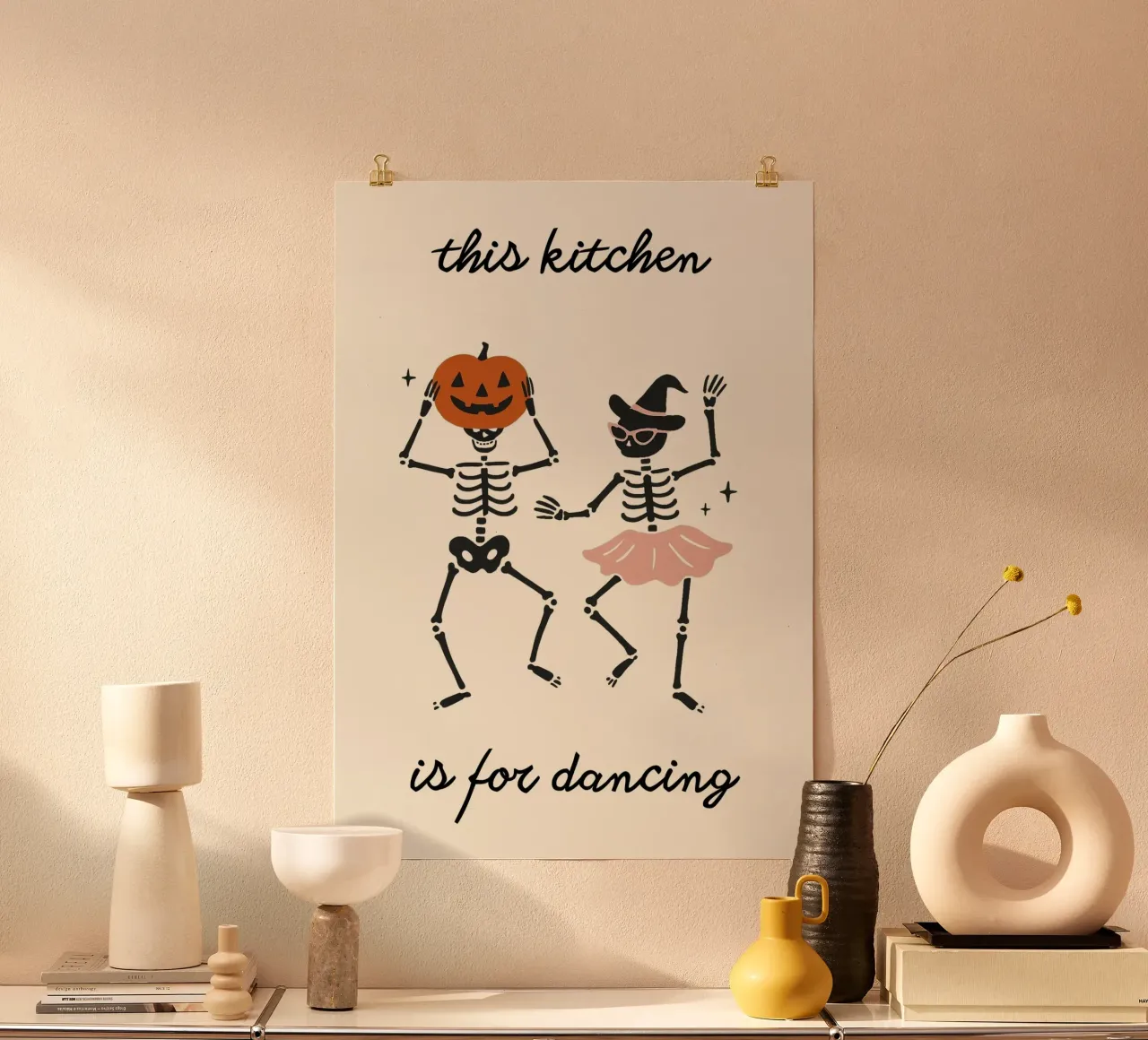 Questa cucina è per ballare - Scheletri Disco Party Art Prin poster da vintagepod