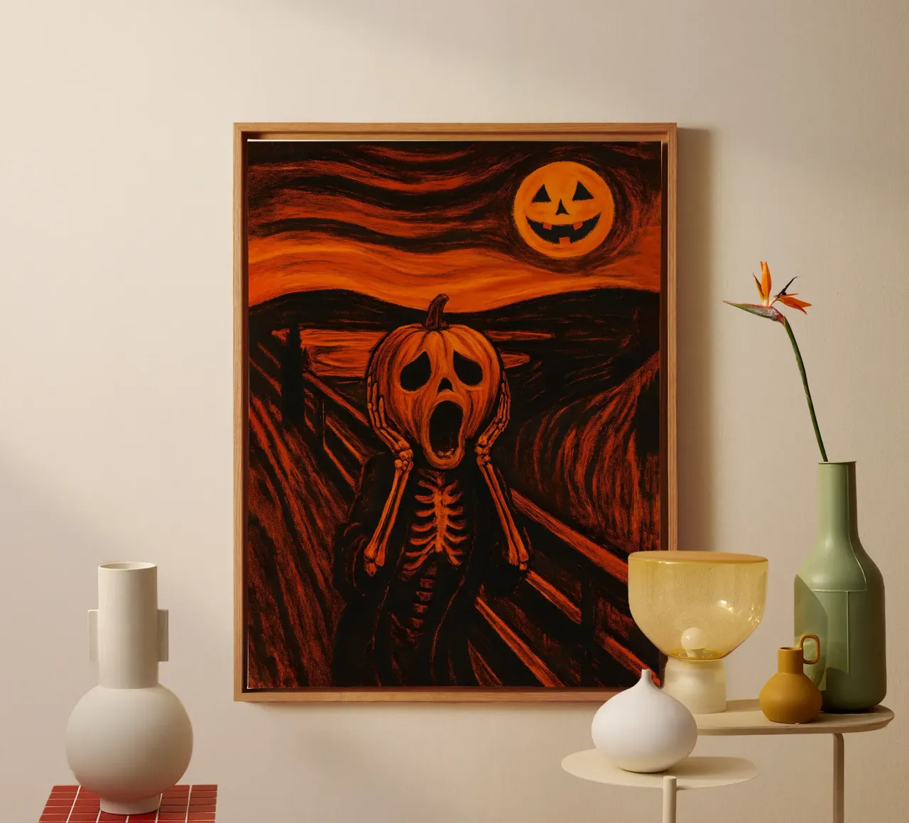 Arte della zucca con urlo di Halloween tela con Cornice a cassetta da 🥝 KIWI STORE