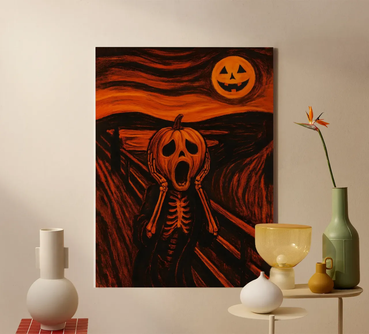 Arte della zucca con urlo di Halloween tela con Cornice a cassetta da 🥝 KIWI STORE