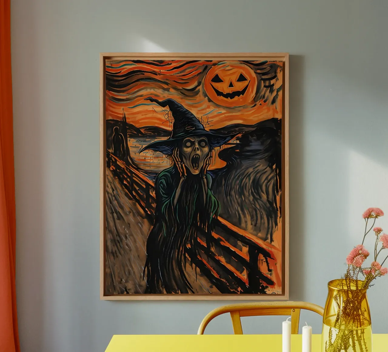 Zucca strega urlante di Halloween tela con Cornice a cassetta da 🥝 KIWI STORE