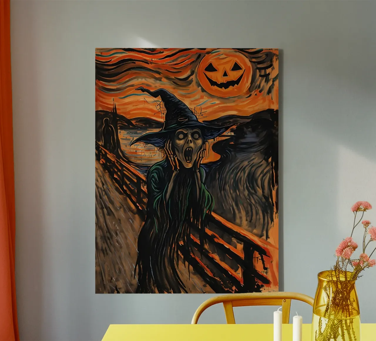 Zucca strega urlante di Halloween tela con Cornice a cassetta da 🥝 KIWI STORE