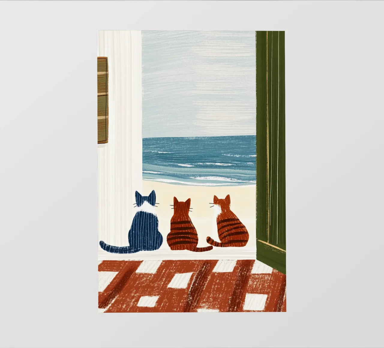 Sulla soglia della spiaggia telo in pvc da Curious Canvas