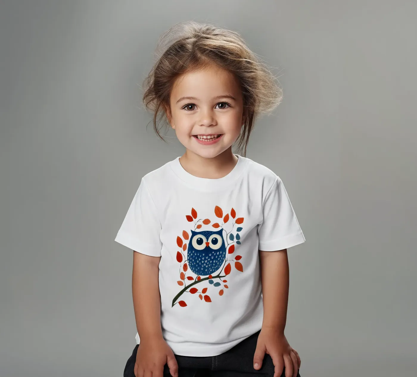 Blaue Eule Kinder T-Shirt von Curious Canvas