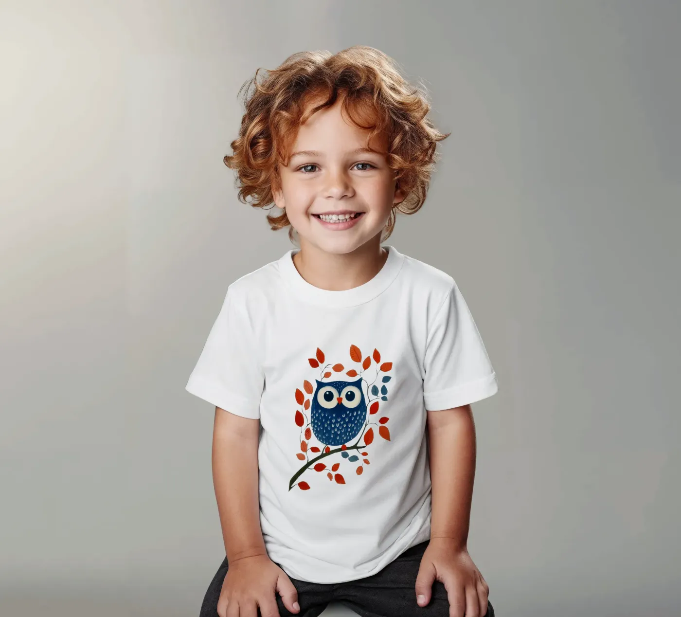 Blaue Eule Kinder T-Shirt von Curious Canvas