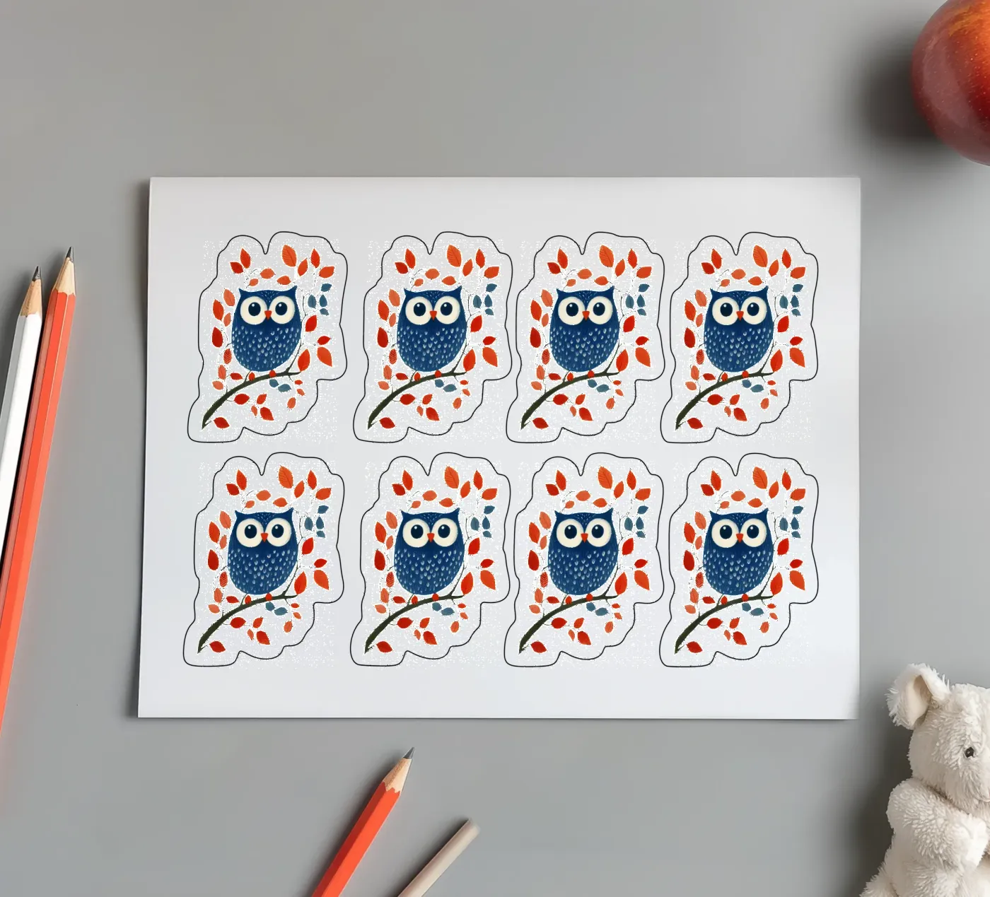 Blue owl Stickerbogen von Curious Canvas