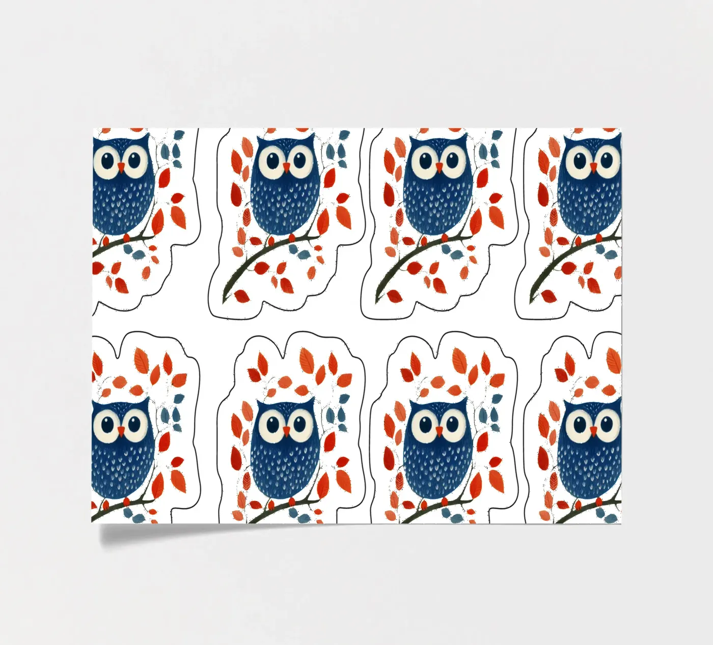 Blaue Eule Stickerbogen von Curious Canvas
