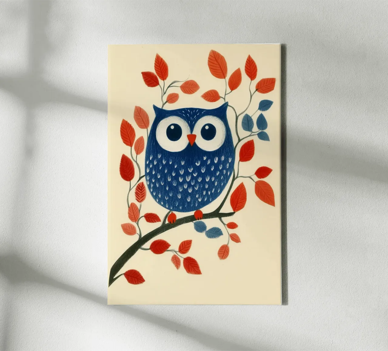 Gufo blu tela con Cornice a cassetta da Curious Canvas