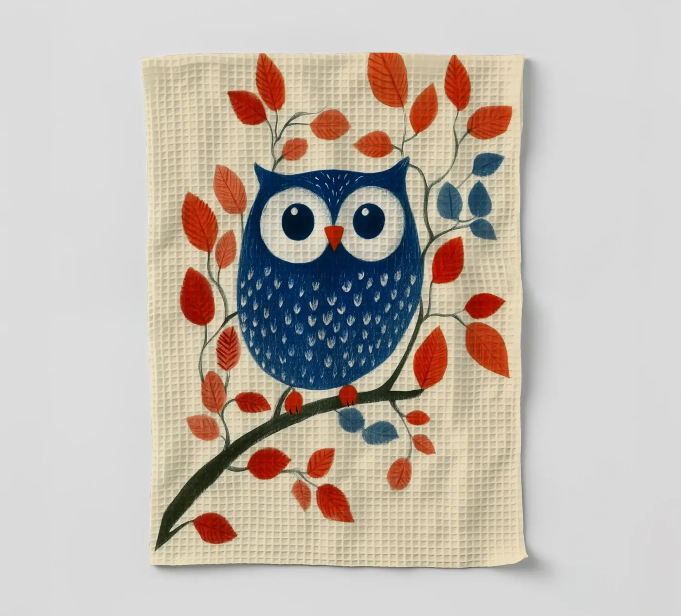 Blaue Eule Geschirrtuch von Curious Canvas