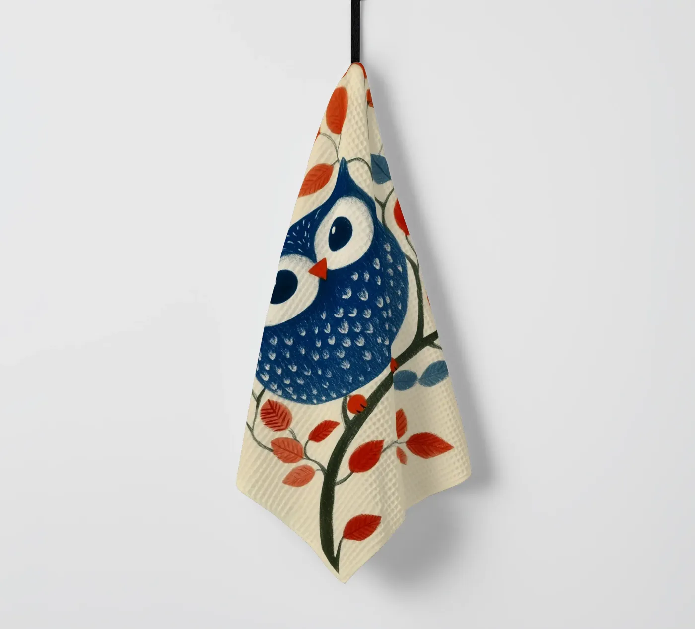 Blaue Eule Geschirrtuch von Curious Canvas