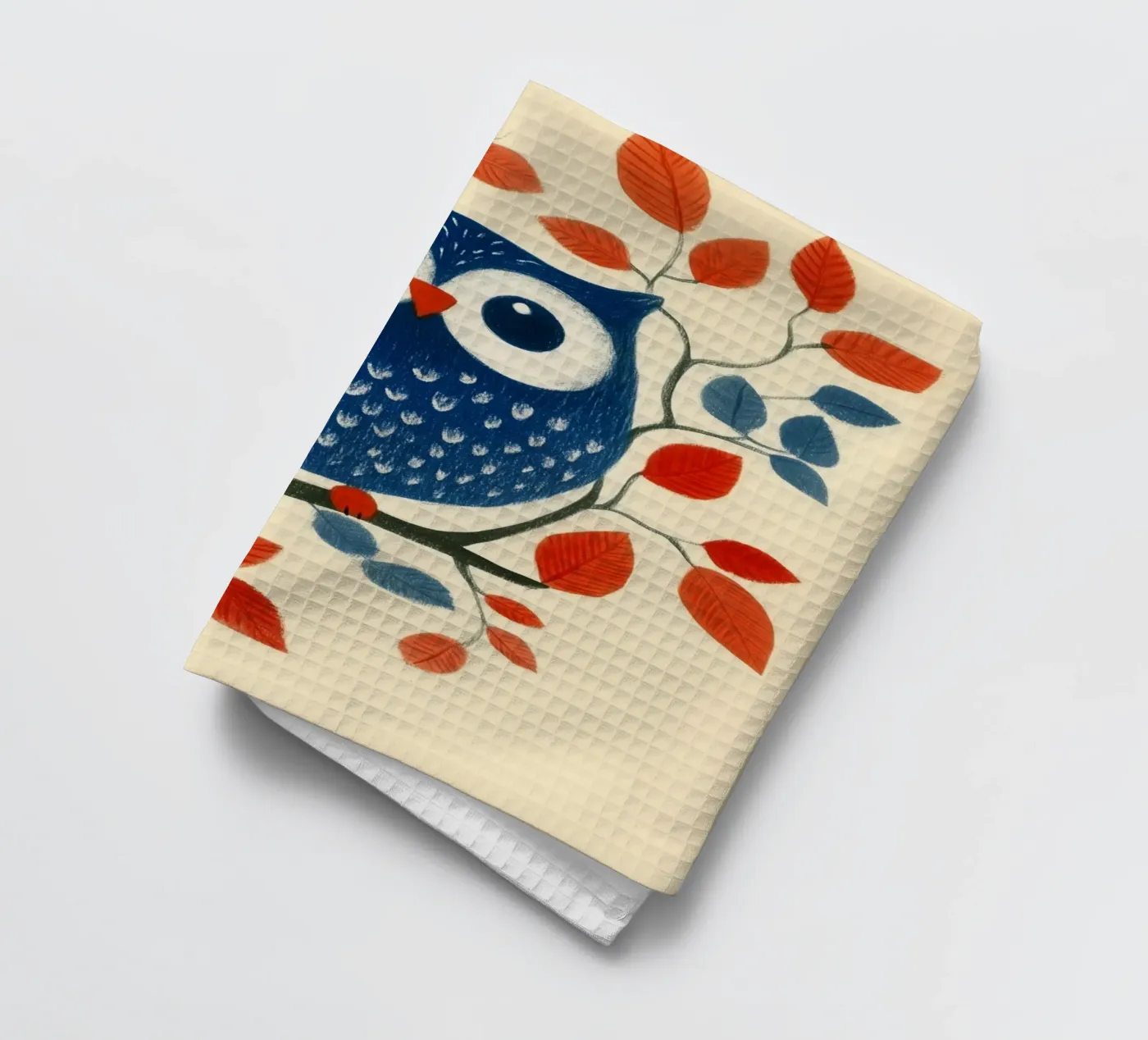 Blaue Eule Geschirrtuch von Curious Canvas