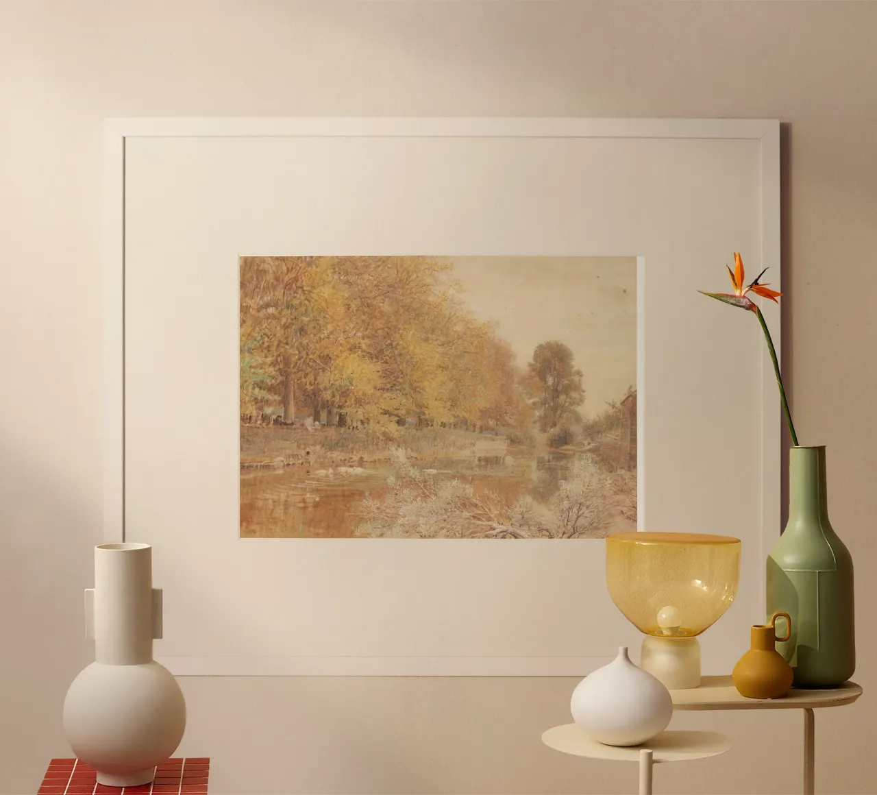 Albert Goodwin Paesaggio fluviale d'autunno - Vintage Art poster con telaio in alluminio da vintagepod