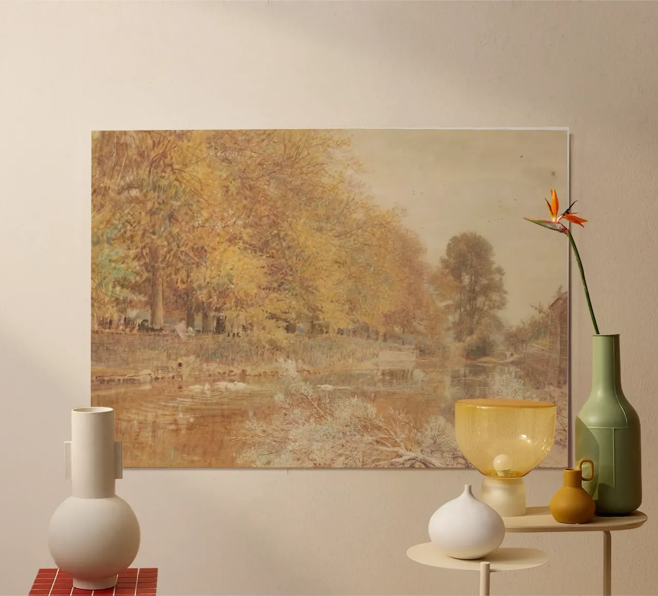 Albert Goodwin Paesaggio fluviale d'autunno - Vintage Art poster con telaio in alluminio da vintagepod