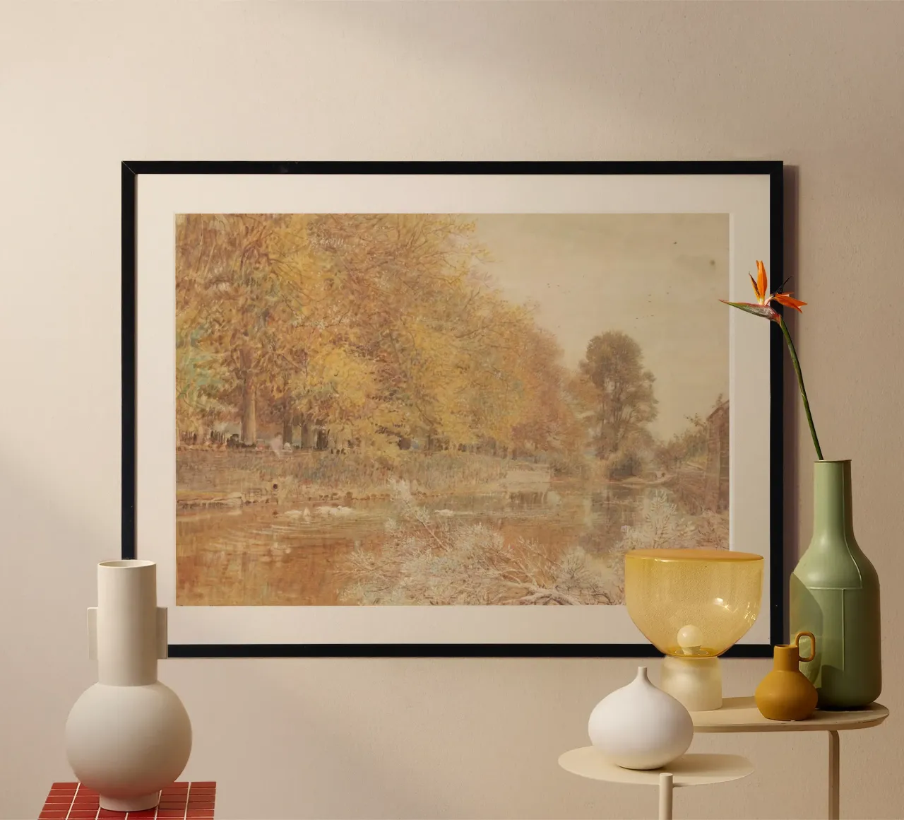 Albert Goodwin Paesaggio fluviale d'autunno - Vintage Art poster con telaio in alluminio da vintagepod