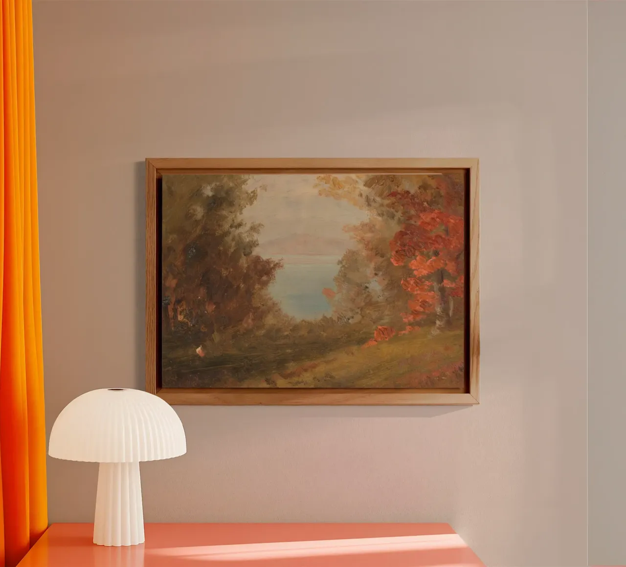 Vue d'un lac en automne - Vintage Rustic Landscape Art alu dibond de vintagepod