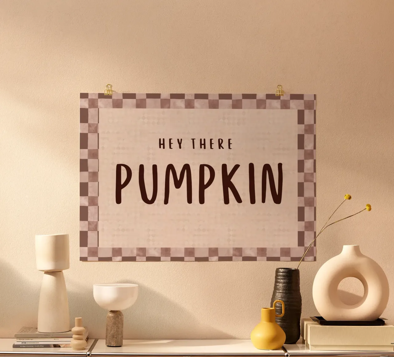 Hey There Pumpkin - Poster autunnale a scacchi poster da vintagepod