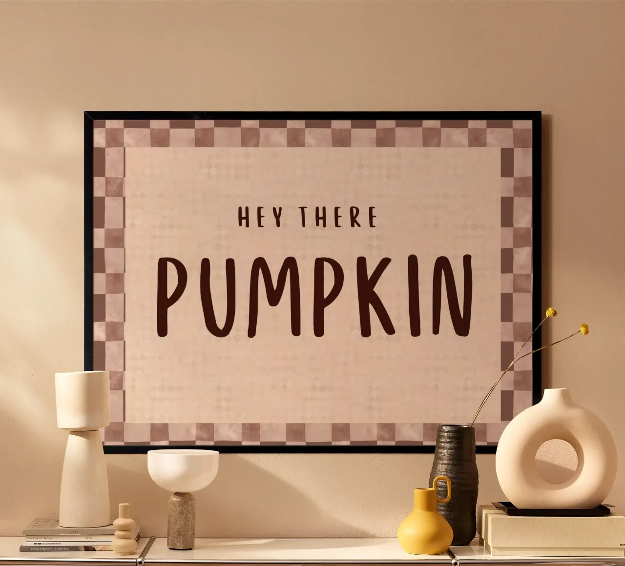 Hey There Pumpkin - Poster autunnale a scacchi poster da vintagepod