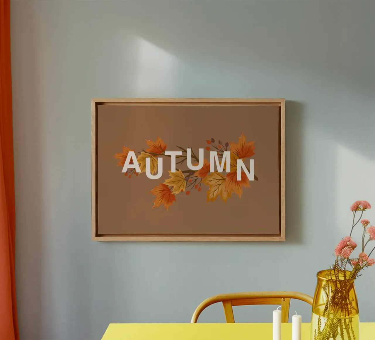 Poster moderno con foglie d'autunno - Estetica autunnale tela con Cornice a cassetta da vintagepod