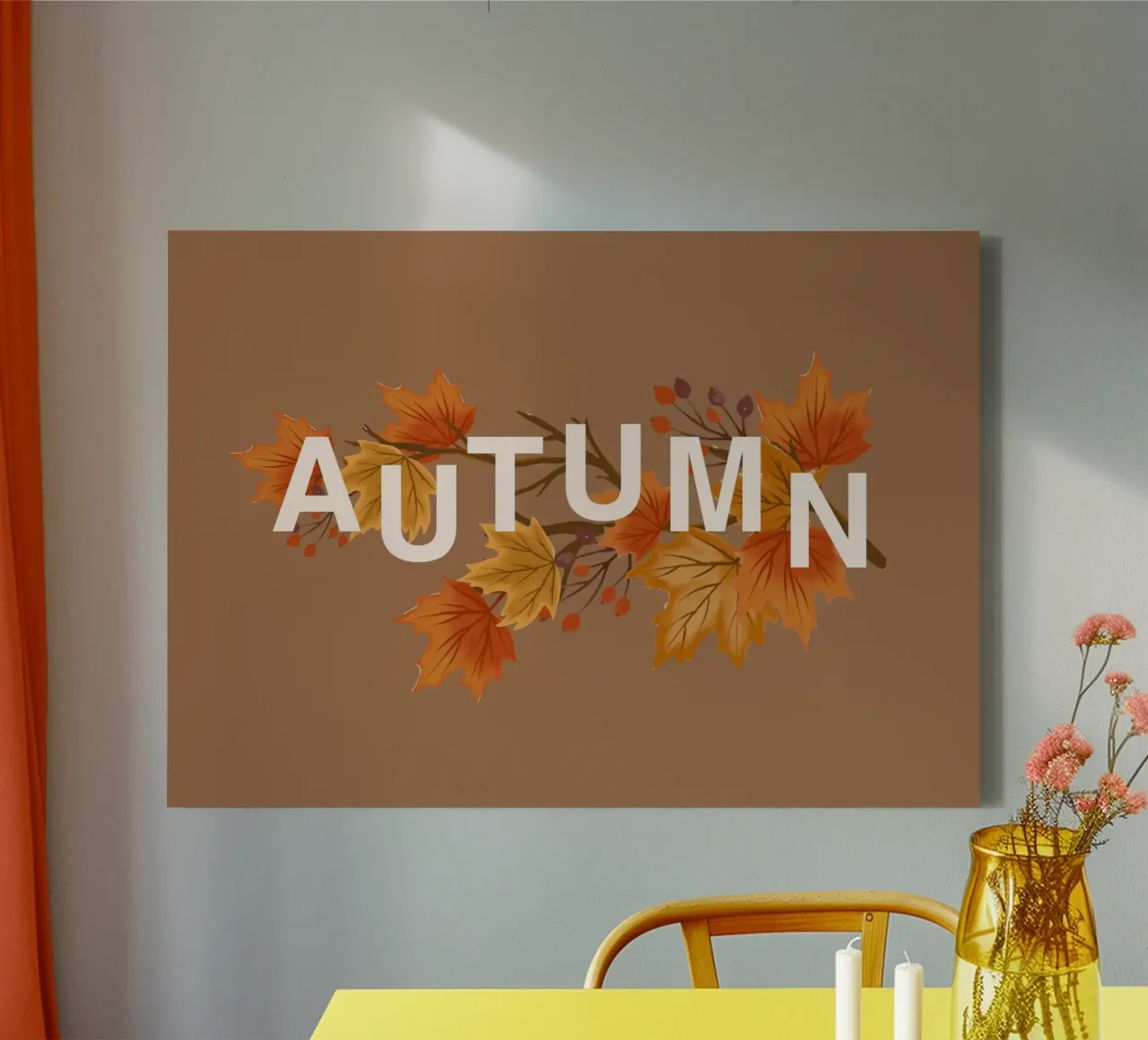 Poster moderno con foglie d'autunno - Estetica autunnale tela con Cornice a cassetta da vintagepod