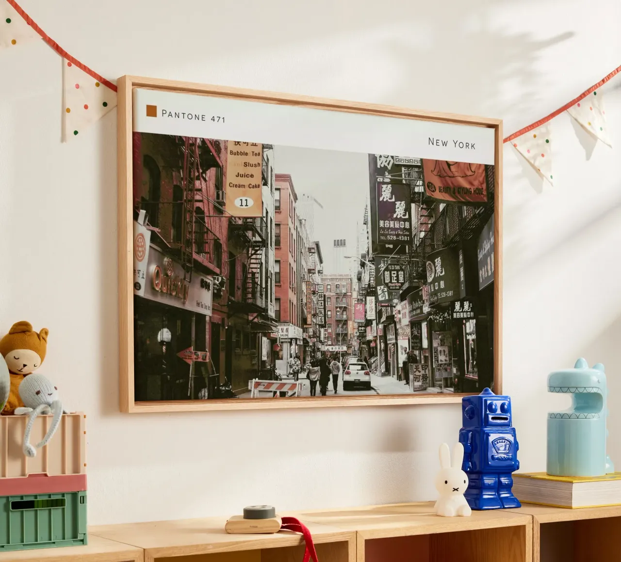 New York Pantone 471 tela con Cornice a cassetta da In Full Color