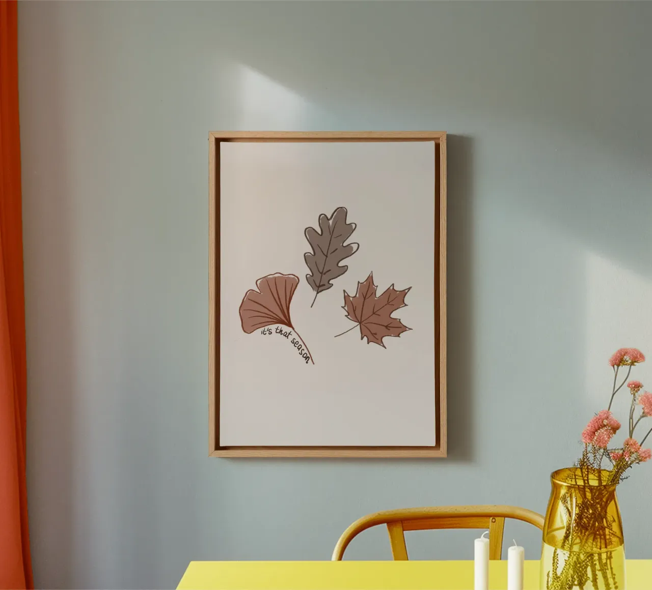È quella stagione Foglie d'autunno Arte da parete tela con Cornice a cassetta da vintagepod
