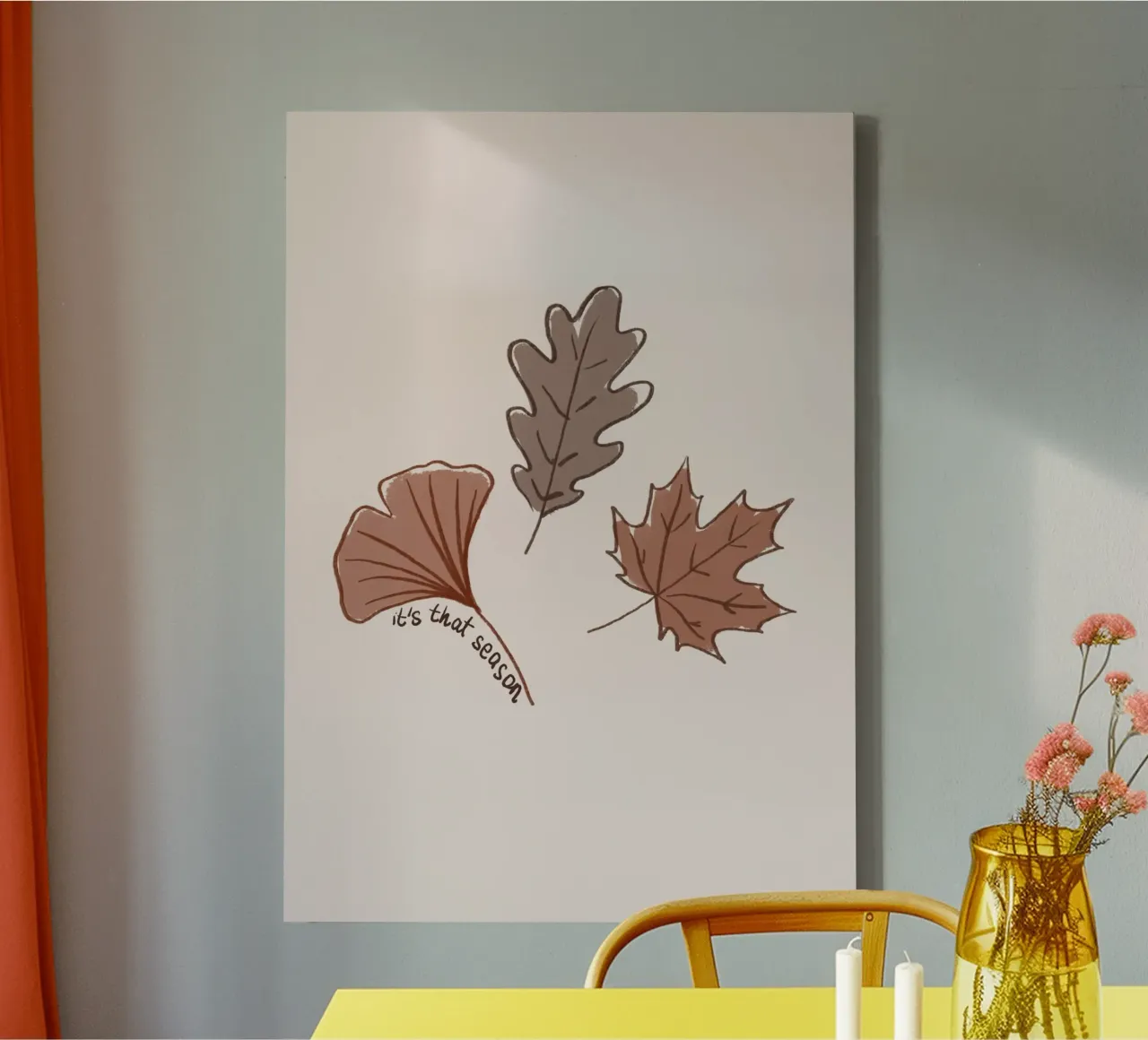 È quella stagione Foglie d'autunno Arte da parete tela con Cornice a cassetta da vintagepod