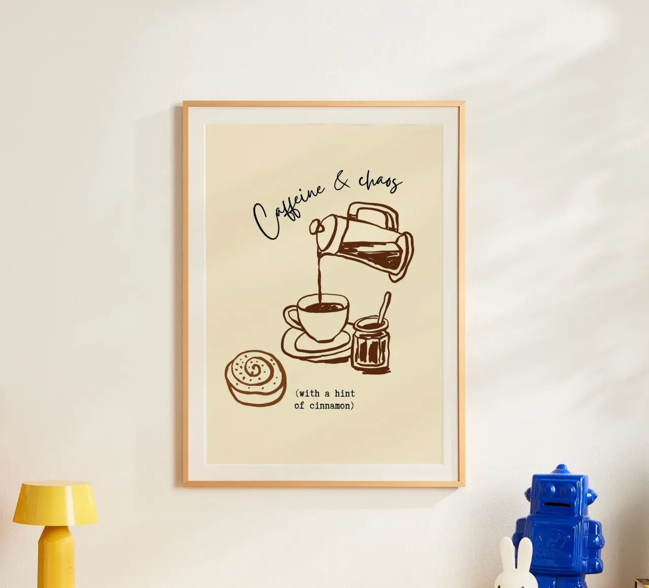 Caffeina e caos Amante del caffè Arte murale umoristica poster da vintagepod