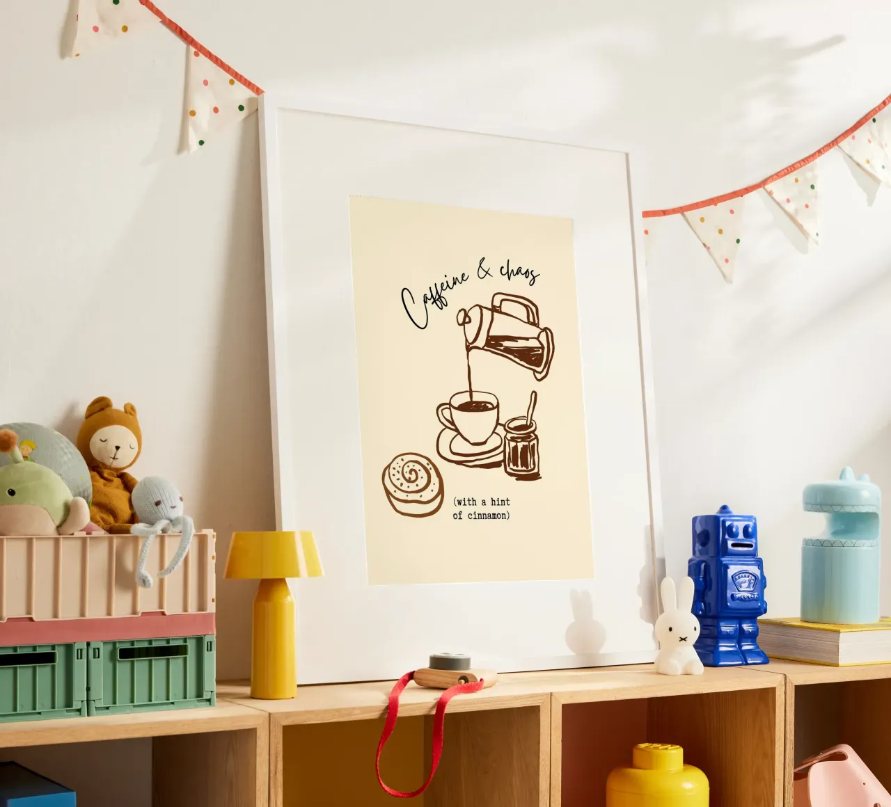 Caffeina e caos Amante del caffè Arte murale umoristica poster da vintagepod