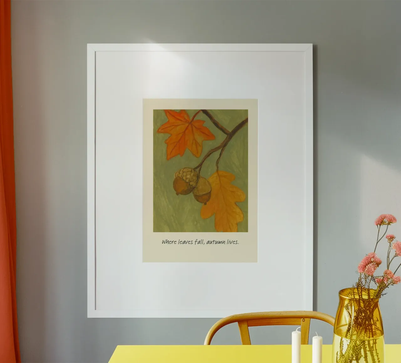 Dove cadono le foglie, l'autunno vive nella stampa botanica poster con telaio in alluminio da vintagepod