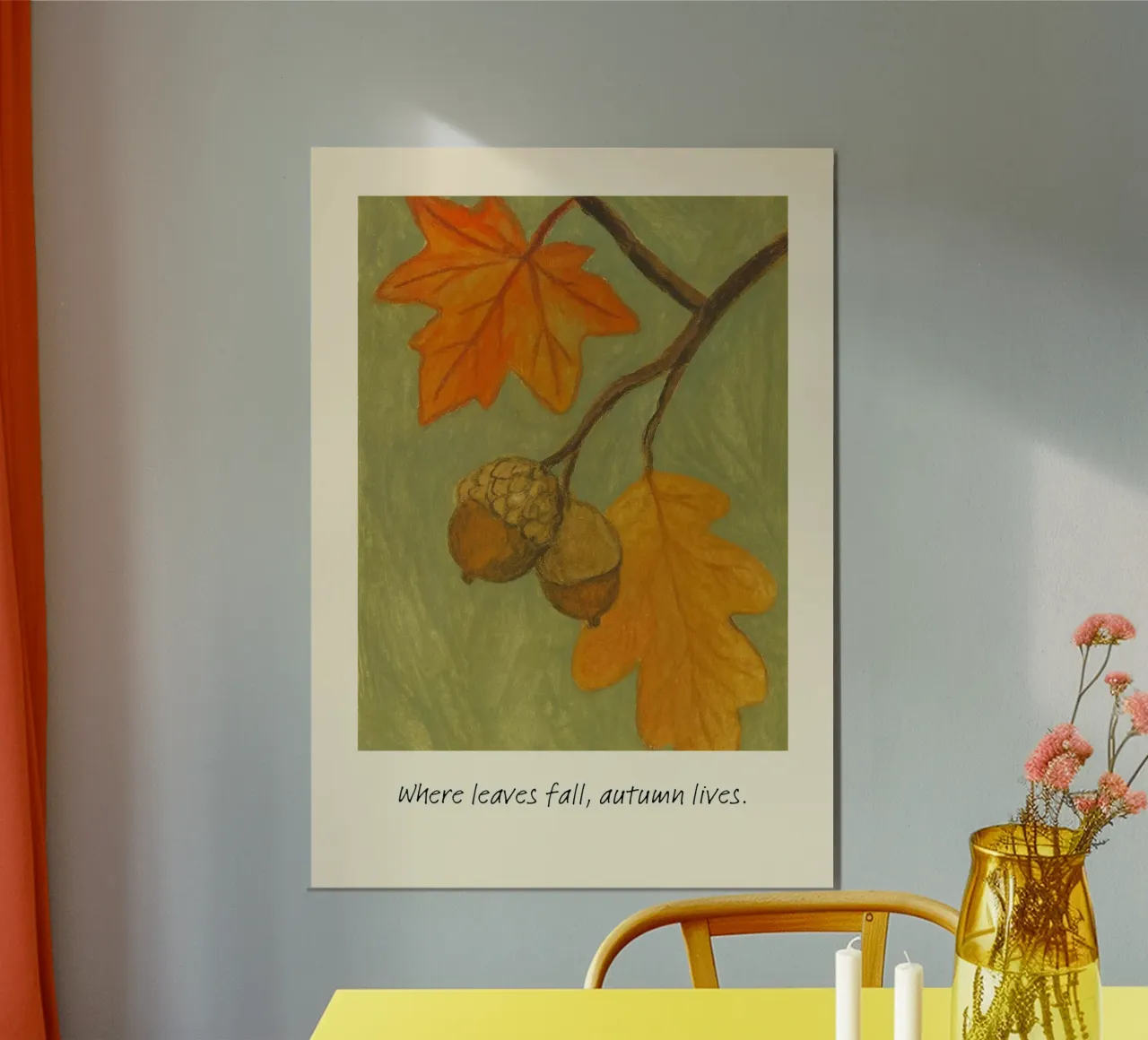 Dove cadono le foglie, l'autunno vive nella stampa botanica poster con telaio in alluminio da vintagepod