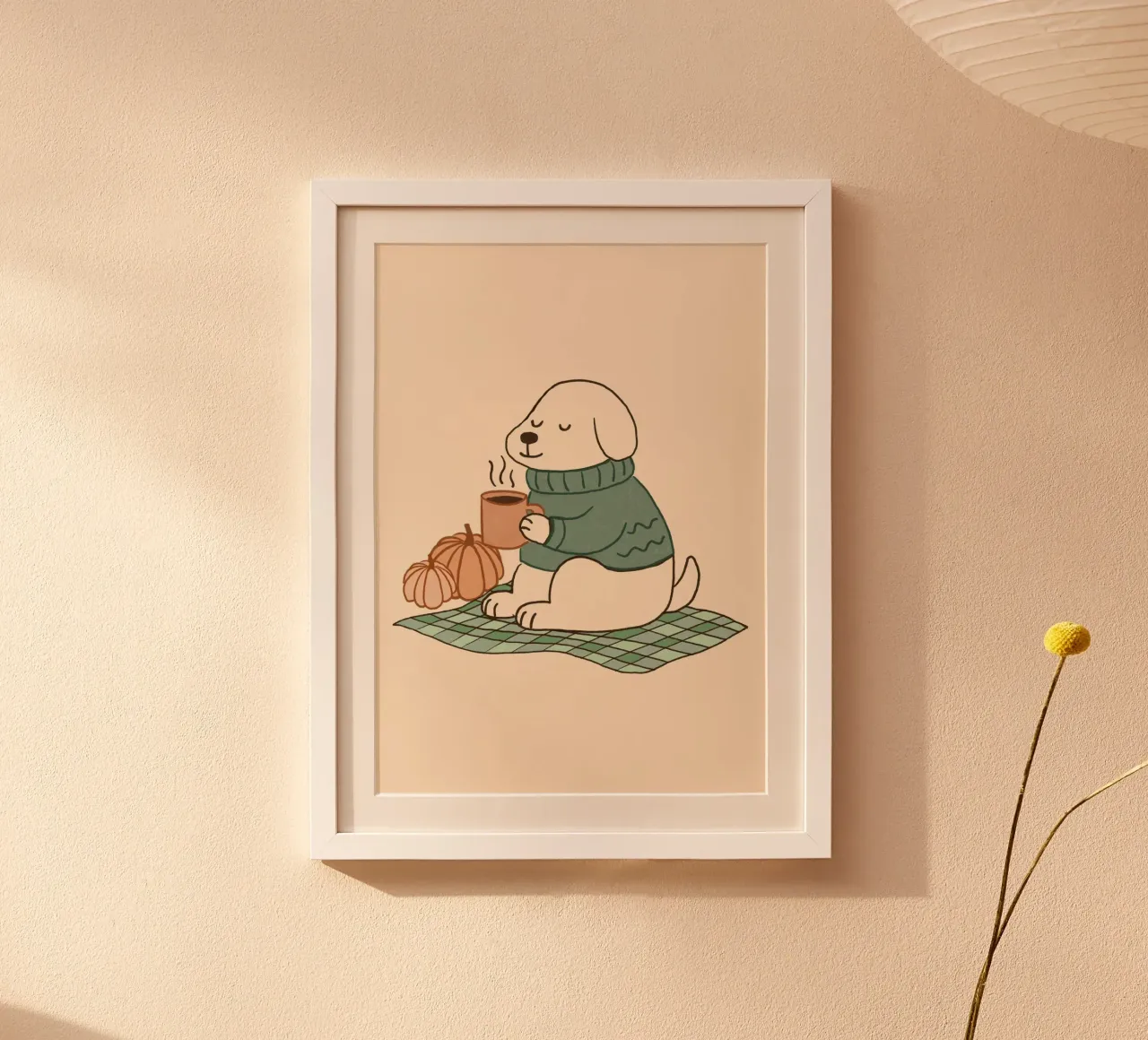 Cane e zucche accoglienti Arte da parete estetica autunnale poster da vintagepod