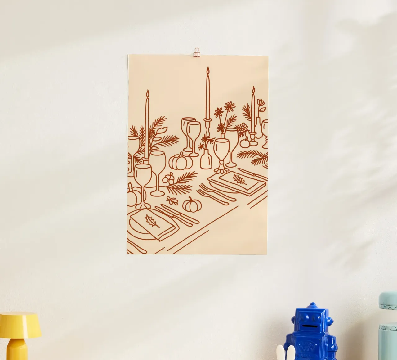 Poster artistico minimalista per la tavola del Ringraziamento poster con telaio in legno da vintagepod