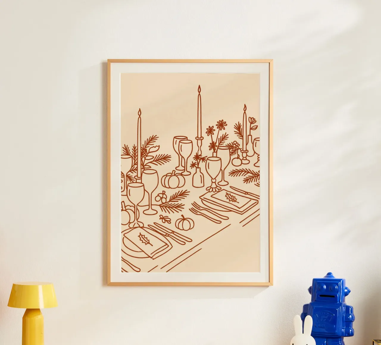 Poster artistico minimalista per la tavola del Ringraziamento poster con telaio in legno da vintagepod