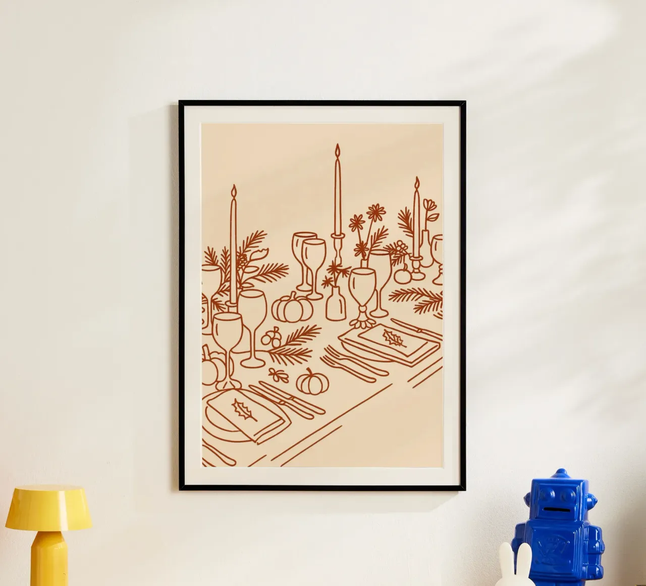 Poster artistico minimalista per la tavola del Ringraziamento poster con telaio in legno da vintagepod