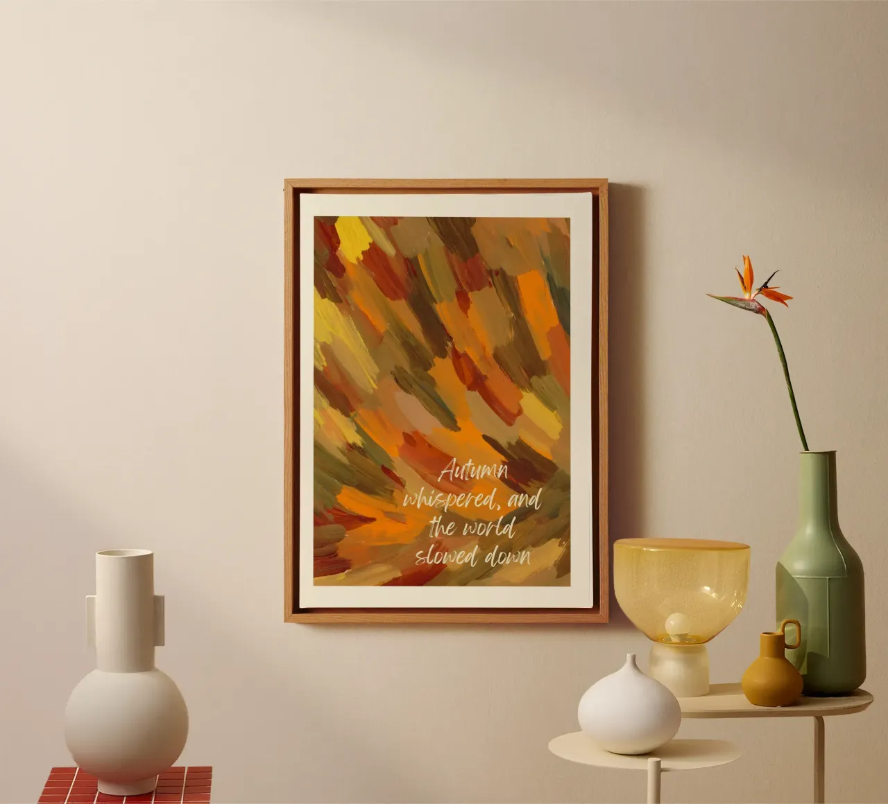 Autumn Whispered Abstract Fall Art Digital Print canvas with Floater frame by vintagepod