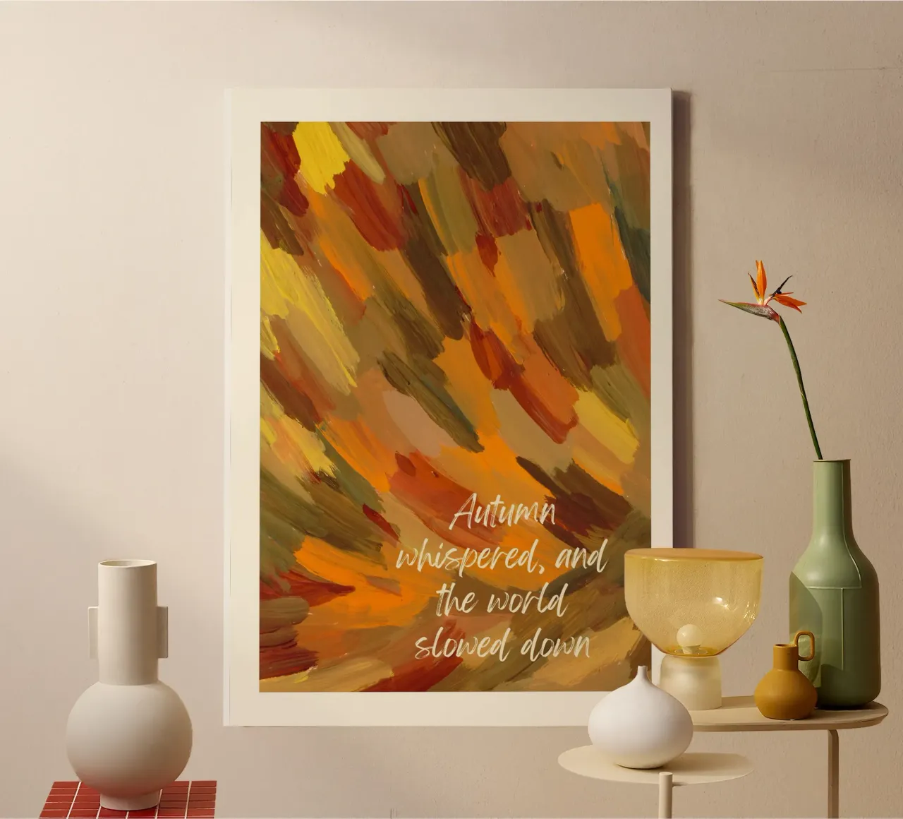 Autumn Whispered Abstract Fall Art Digital Print canvas with Floater frame by vintagepod