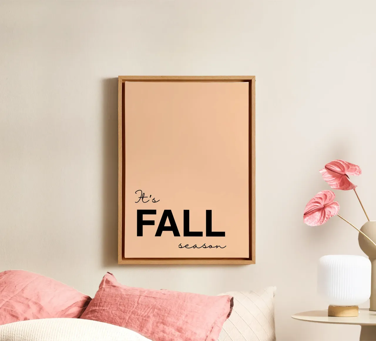 It's Fall Season Minimalistisches Zitat Wandkunst Leinwand mit Schattenfugenrahmen von vintagepod