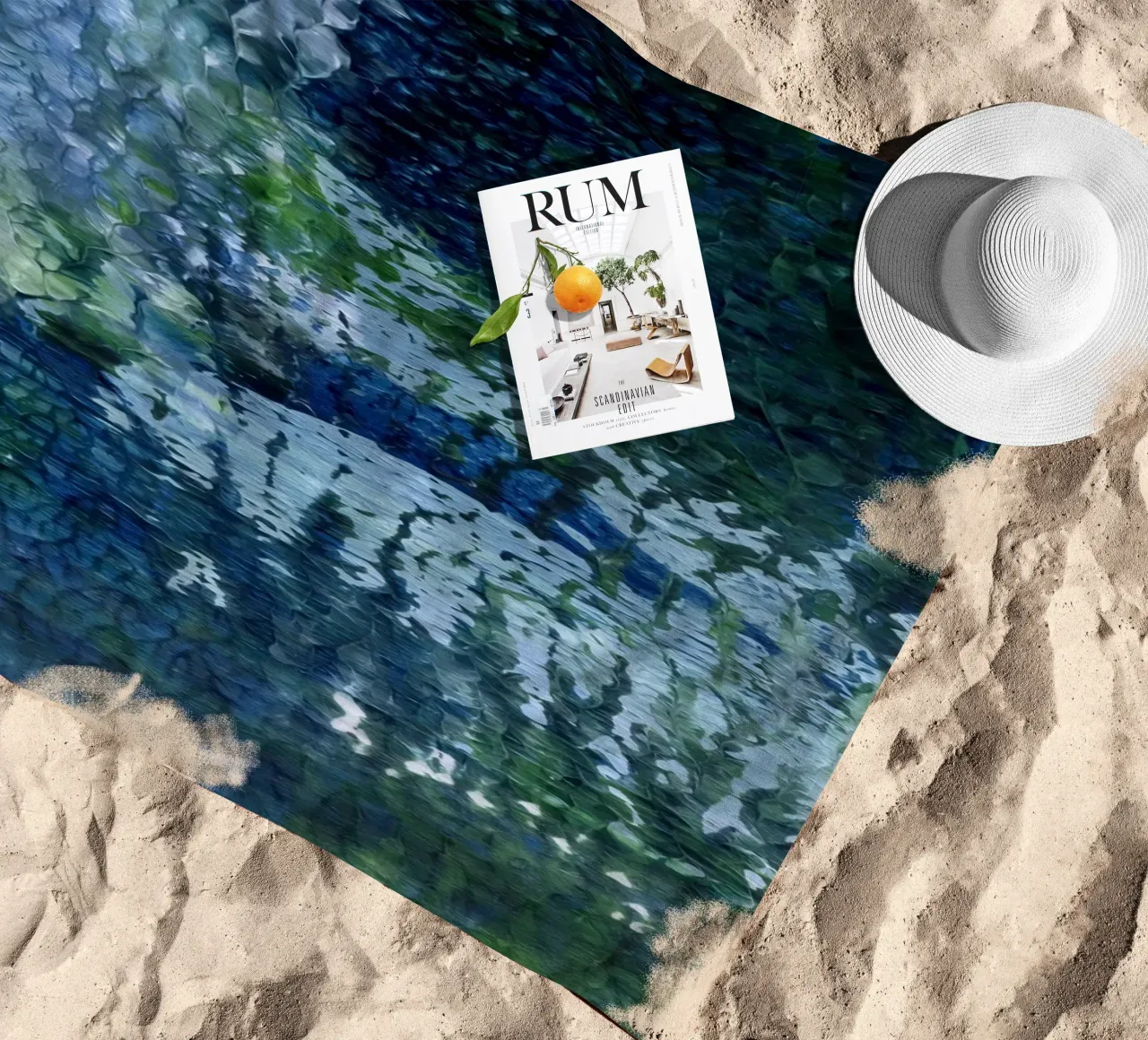 Surfaces 4 | Abstract in Indigo, Pale Blue, Green and White telo mare da sabidussi