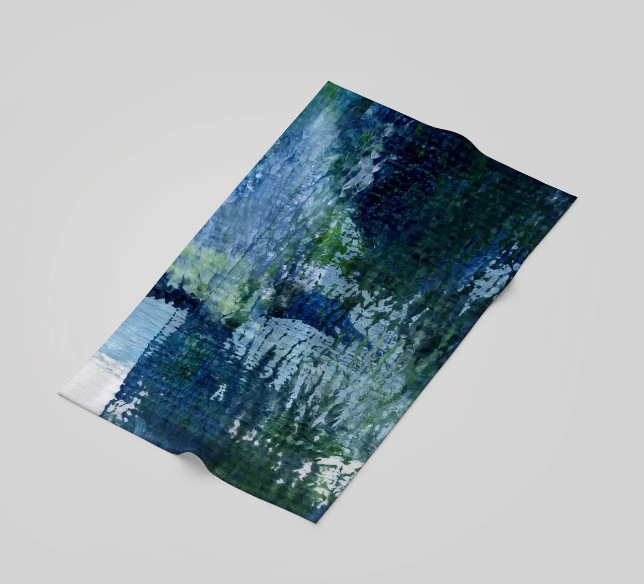 Surfaces 4 | Abstract in Indigo, Pale Blue, Green and White telo mare da sabidussi