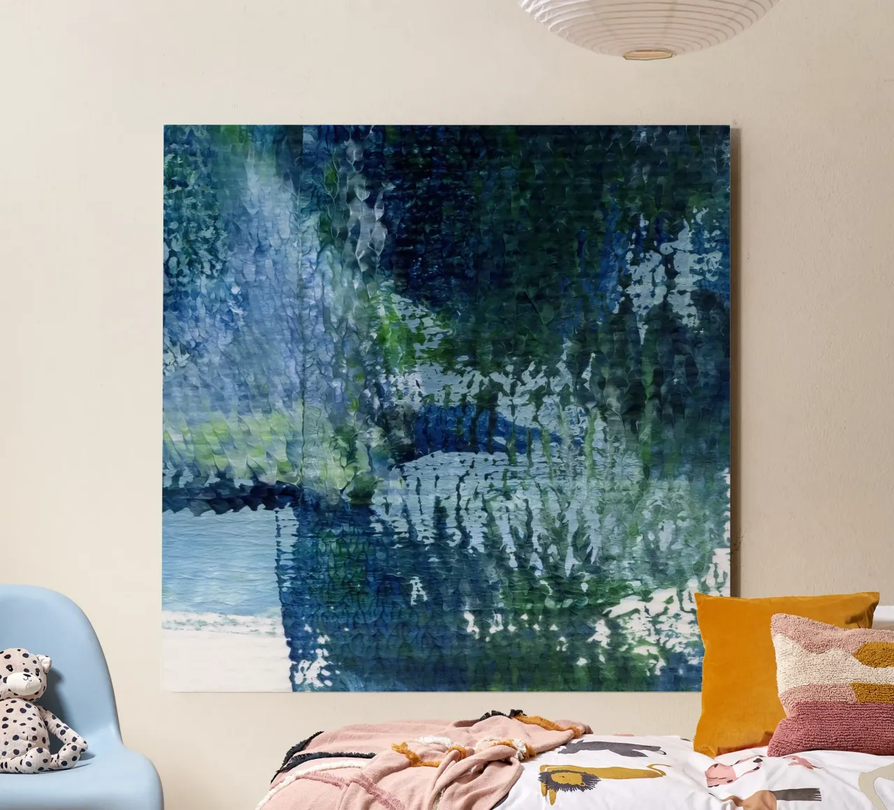 Surfaces 4 | Abstract in Indigo, Pale Blue, Green and White alluminio dibond da sabidussi
