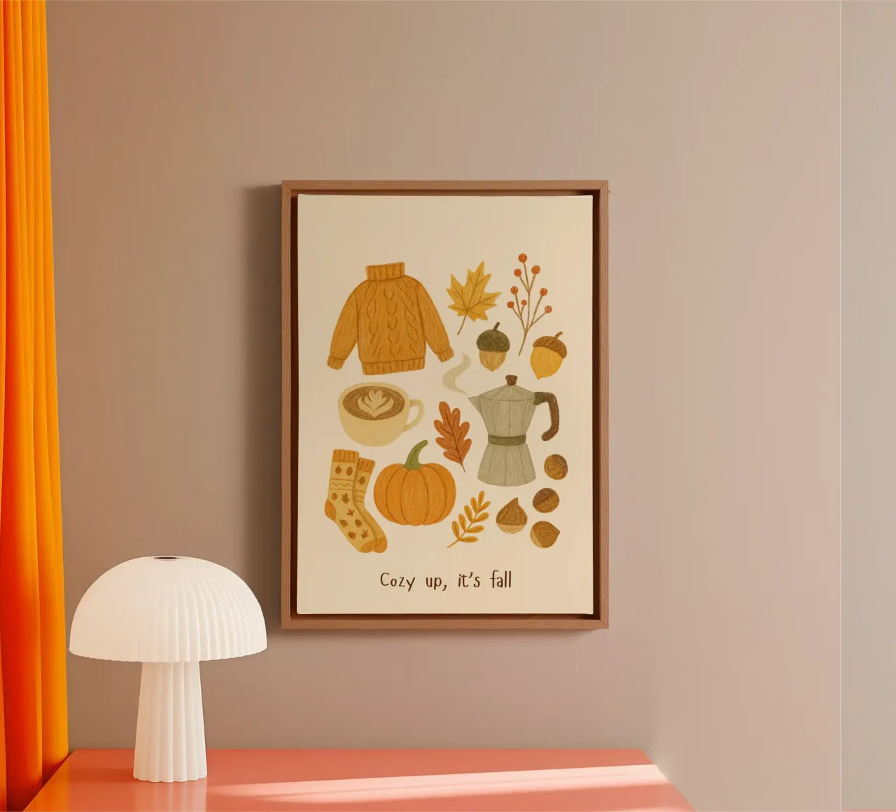 Cozy Up It's Fall Autunno Estetica Stampa tela con Cornice a cassetta da vintagepod