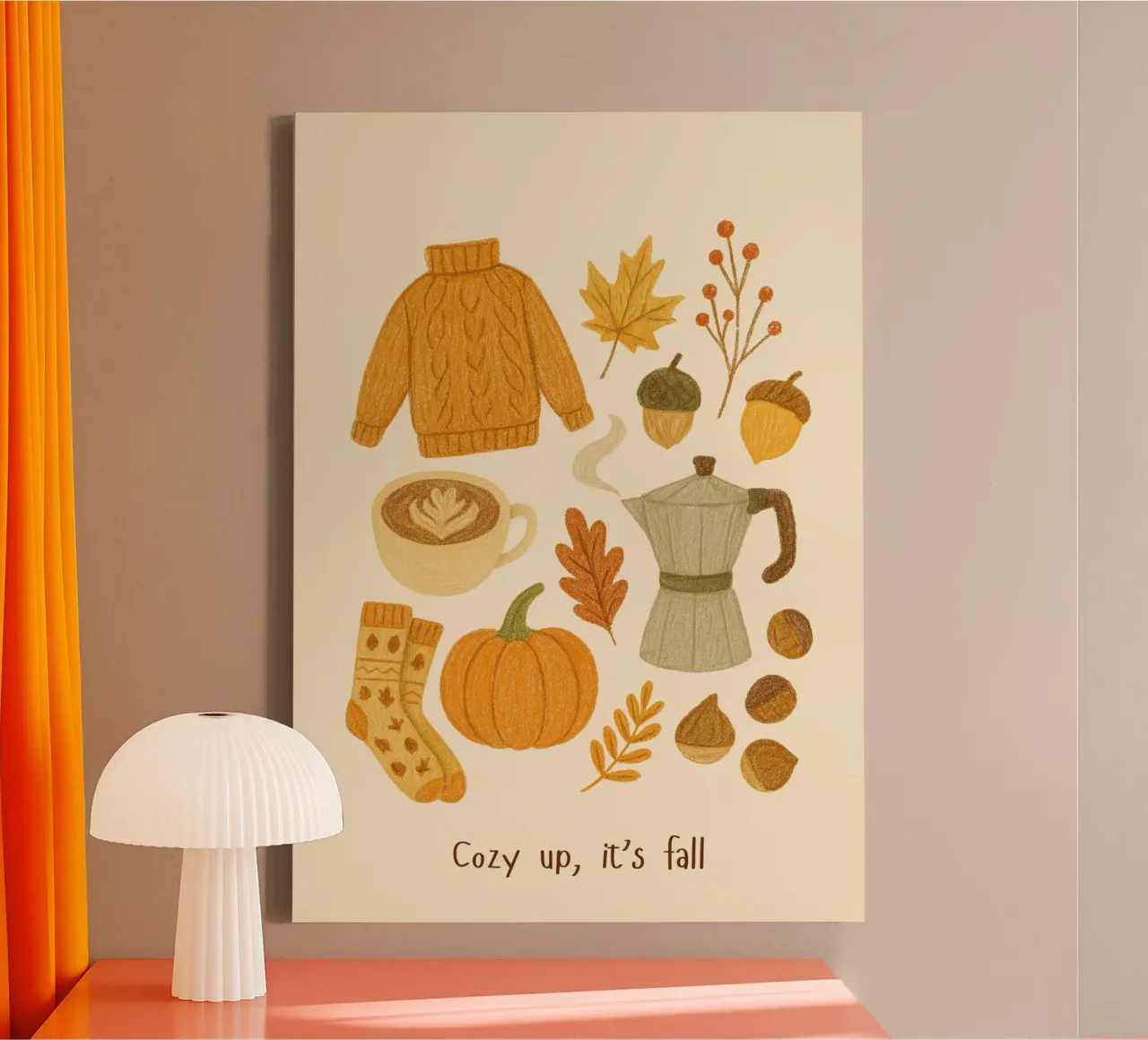 Cozy Up It's Fall Autunno Estetica Stampa tela con Cornice a cassetta da vintagepod