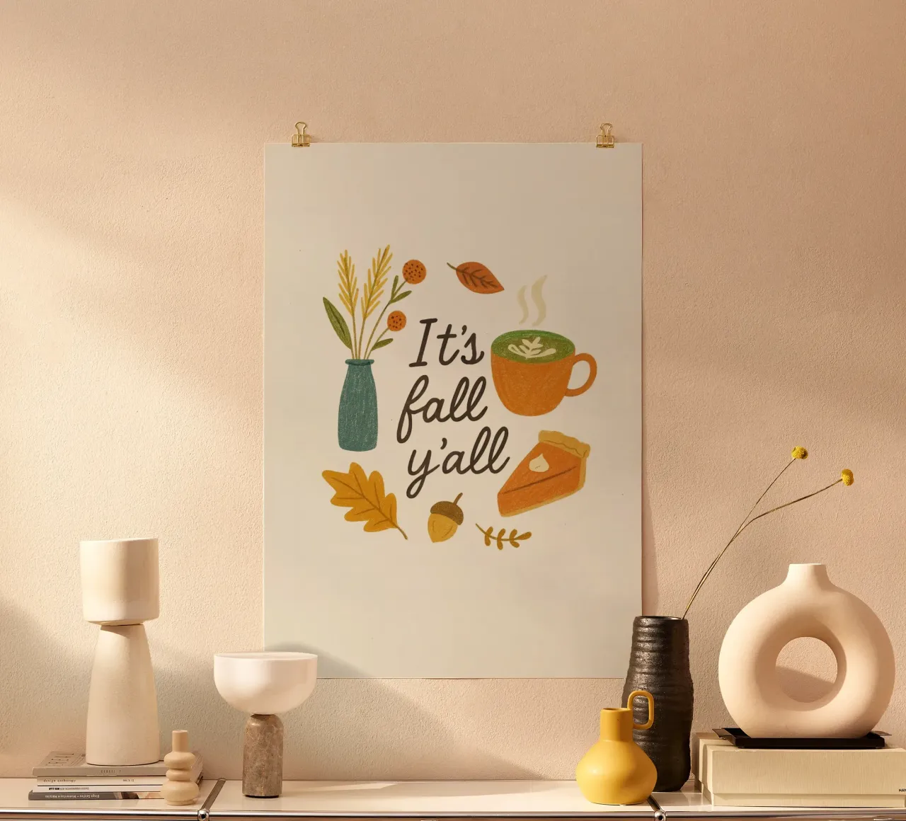 È autunno per tutti, stampa accogliente dell'autunno australe poster con telaio in plastica da vintagepod