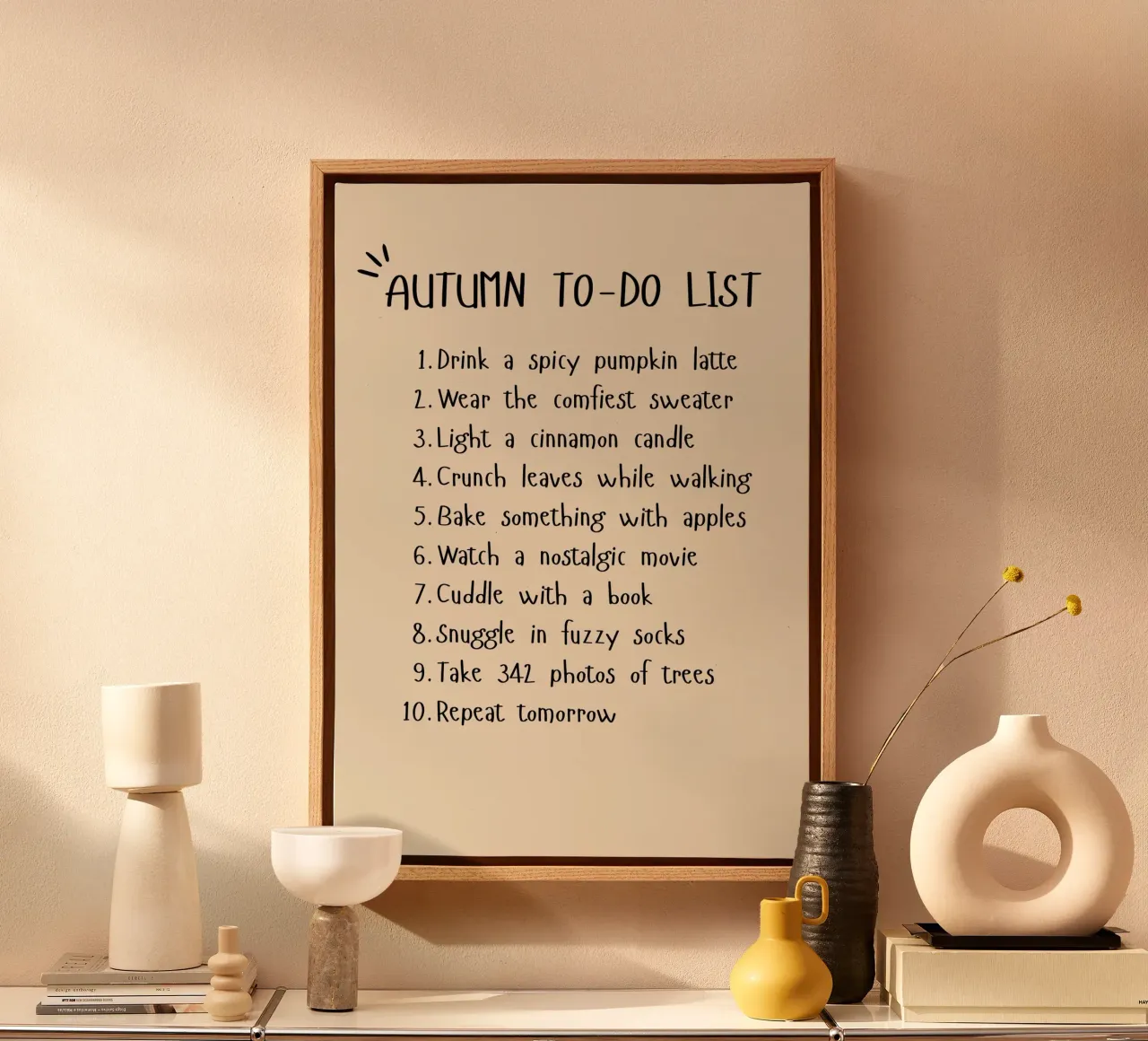 Lista delle cose da fare in autunno Poster estetico autunnale Accogliente tela con Cornice a cassetta da vintagepod