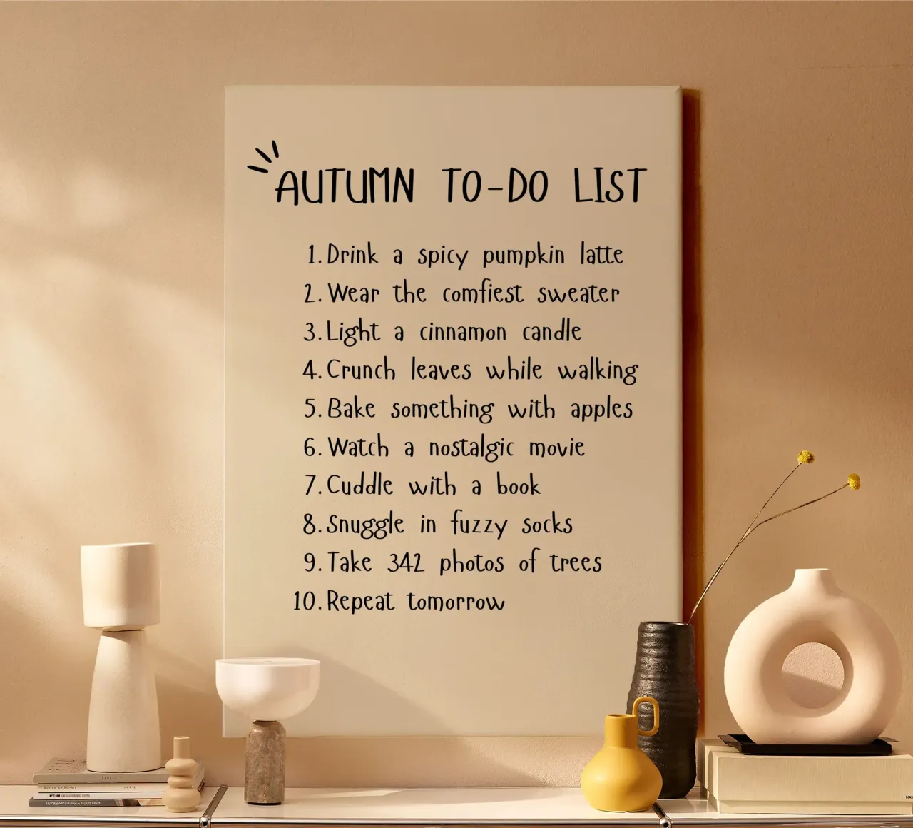 Lista delle cose da fare in autunno Poster estetico autunnale Accogliente tela con Cornice a cassetta da vintagepod