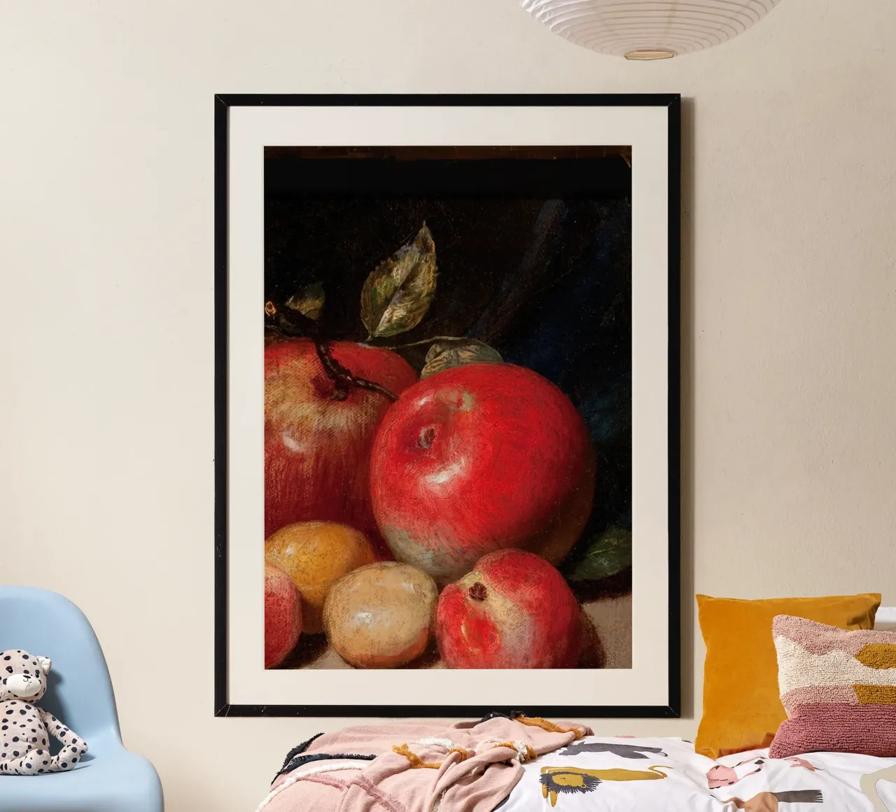 Stilleben mit Äpfeln Klassische Ölmalerei Kunst Poster mit Aluminium Rahmen von vintagepod