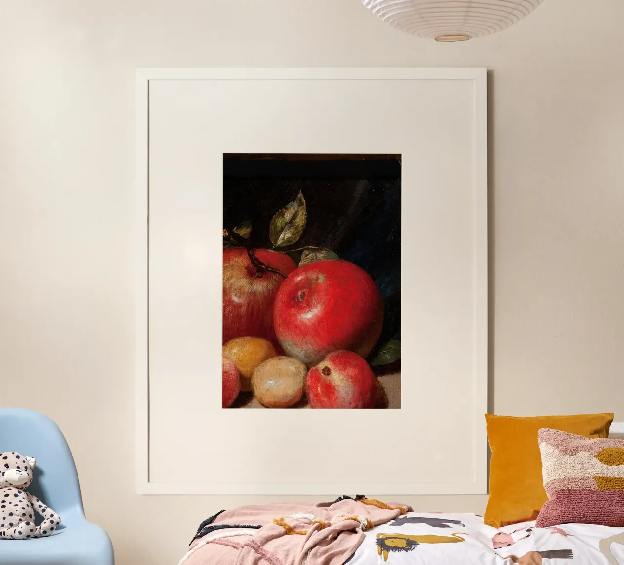 Stilleben mit Äpfeln Klassische Ölmalerei Kunst Poster mit Aluminium Rahmen von vintagepod